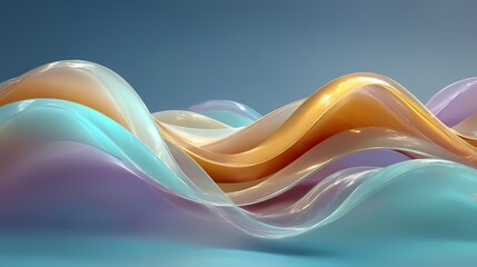 Translucent Glass Ribbons in Cyan and Magenta over Soft Blue Gradient