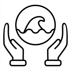 Ocean Conservation Outline Icon Vector Illustration