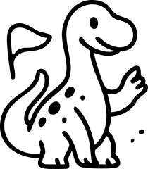 Obraz premium Cute Apatosaurus dinosaur coloring page in back to school theme with books, backpack, laptop, and fun student activities for kids and early learners 