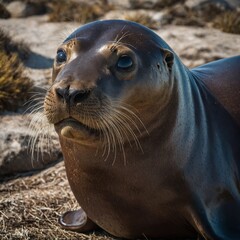 Obraz premium sea lion on rock