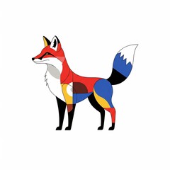 Geometric Fox Illustration: A Colorful, Abstract Representation on White Background