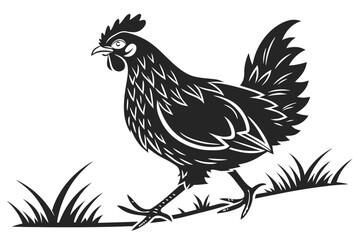 Clean silhouette of a black chicken in vector format