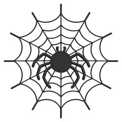 Fototapeta premium Black spider web embroidery arachnid