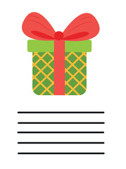 Simple Christmas and New Year card with holiday symbols and space for inscription.