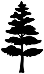 Pine tree forest silhouettes PNG collection with isolated wilderness elements on transparent background