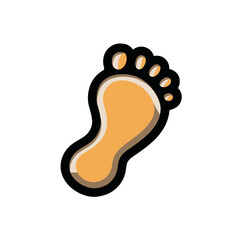 Golden footprint illustrates design on isolated background