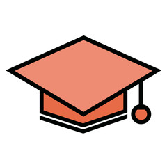 Graduation cap signifies academic achievement icon symbol simple design