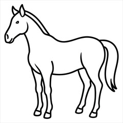 Simple Outline Illustration of a Horse in a Walking Pose
