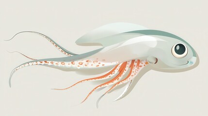 Obraz premium A friendly, cartoonish squid floats gracefully.