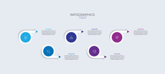 5 steps infographics design template. Minimalistic vector design