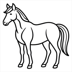 Simple Outline Illustration of a Horse in a Walking Pose