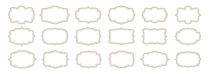 Fototapeta premium Ornamental label frames. Set of ornate labels, decorative vintage frame and retro badge. Royal wedding insignia, sale sticker or invitation card.