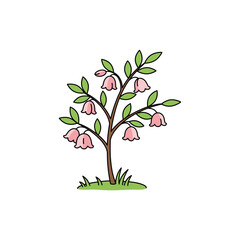 Obraz premium Colorful Icon of Japanese Snowbell Tree with No White