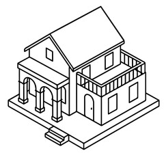 Isometric house vector illustration of home architecture building design outline real estate property residence
