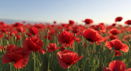 Naklejka premium Crimson Poppy Field
