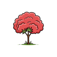 Colorful Icon of Red Silk Cotton Tree with No White