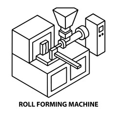 Roll forming machine illustration for metal shaping and manufacturing processes automation equipment design