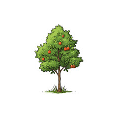 Colorful Icon of Wild Service Tree with Lobed Leaves and No White Background