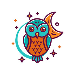 Naklejka premium owl on a branch vector illustration