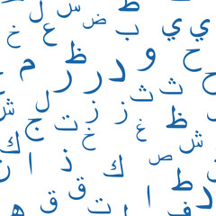 Seamless pattern with elegant and intricate Arabic, Persian alphabets, showcasing the beauty of writing with smooth and harmonious repetition