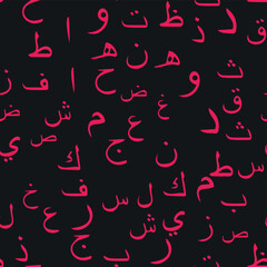 Seamless pattern with elegant and intricate Arabic, Persian alphabets, showcasing the beauty of writing with smooth and harmonious repetition