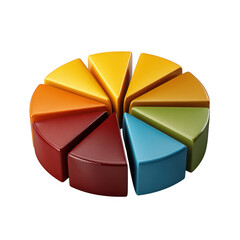 Obraz premium Colorful 3d pie chart segments isolated on transparent background