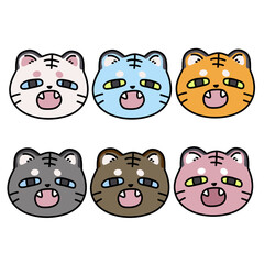 Cartoon cat faces set collection vector illustration 