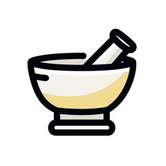 Herb bowl grinds ingredients in kitchen simplistic isolated