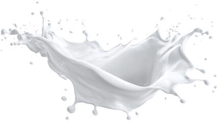 Natural image of milk splash, dairy product, healthy drink, rich in calcium, ideal for baking and advertising, on transparent background.
