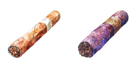 christmas cigar watercolor vector illustration