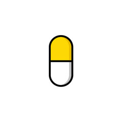 Yellow capsule floats against plain white backdrop illustration