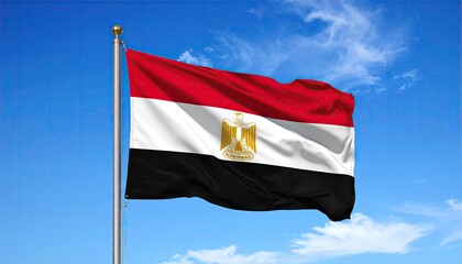 Egyptian flag waving in a clear blue sky (1)