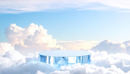 Obraz premium Floating pedestal in clouds