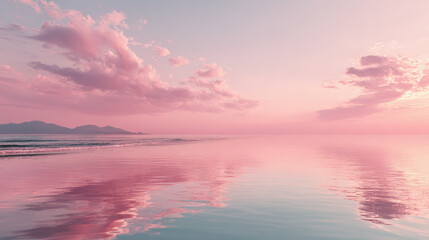 photorealistic ultraminimalist image of serene dawn sky over sea