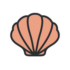 Pink scallop shines alone sea icon ocean design element