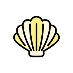 Stylized scallop rests against blank backdrop design element