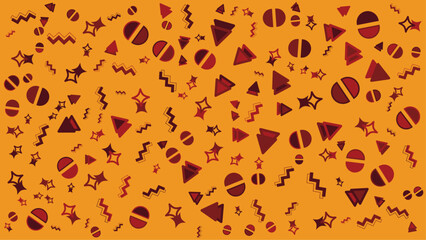 Geometric abstract pattern of red shapes on orange. Vector illustration for presentation, creative project, and poster.