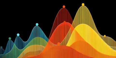 Marketing metrics traffic concept. Abstract colorful wave patterns with a black background.
