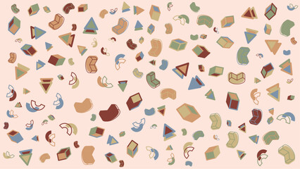 Pastel geometric pattern of cubes and arcs. Vector illustration for presentation, creative project, and poster.