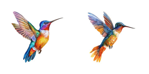 colorfull hummingbird watercolor vector illustration © Dar