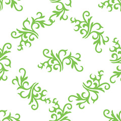 Islamic tulip, floral geometry. Tatar seamless pattern. Culture of the Tatar people, symbols of green and red