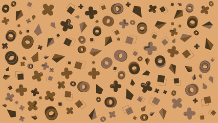 Tan background with brown geometric shapes. Vector illustration for presentation, creative project, and poster.