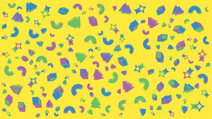 Yellow background shows a vibrant geometric pattern. Vector illustration for presentation, creative project, and poster.