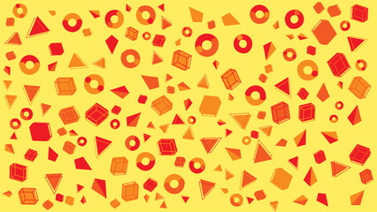 Red and orange geometric shapes on yellow. Vector illustration for presentation, creative project, and poster.