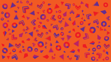 Abstract orange backdrop with red and purple shapes. Vector illustration for presentation, creative project, and poster.