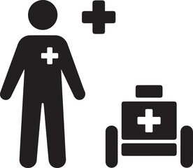 Obraz premium First aid kit icon with a red cross symbol for medical emergency and healthcare