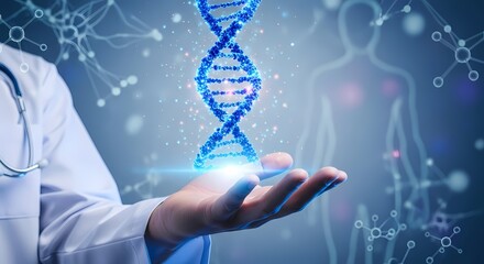 Doctor Holding DNA Molecule Science Medical Photo