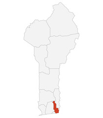 Benin map set. Map of Benin with capital city Porto Novo