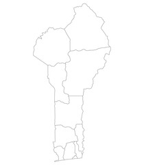 Benin map subregions. Map of Benin subregions in white color