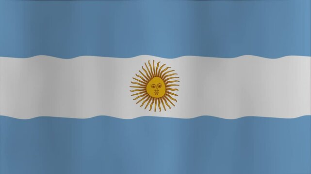 Argentine flag waving with animated sun. Ideal for patriotic projects, sports events, travel content, and cultural presentations.
